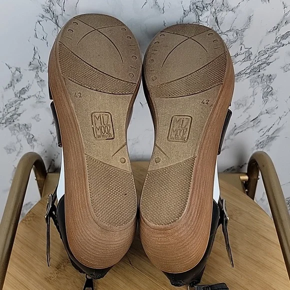 Miz Mooz Womens "Spicy" Leather Cut-Out Strappy Wedge Sandal Black Sz 42/10.5-11 - Picture 10 of 12